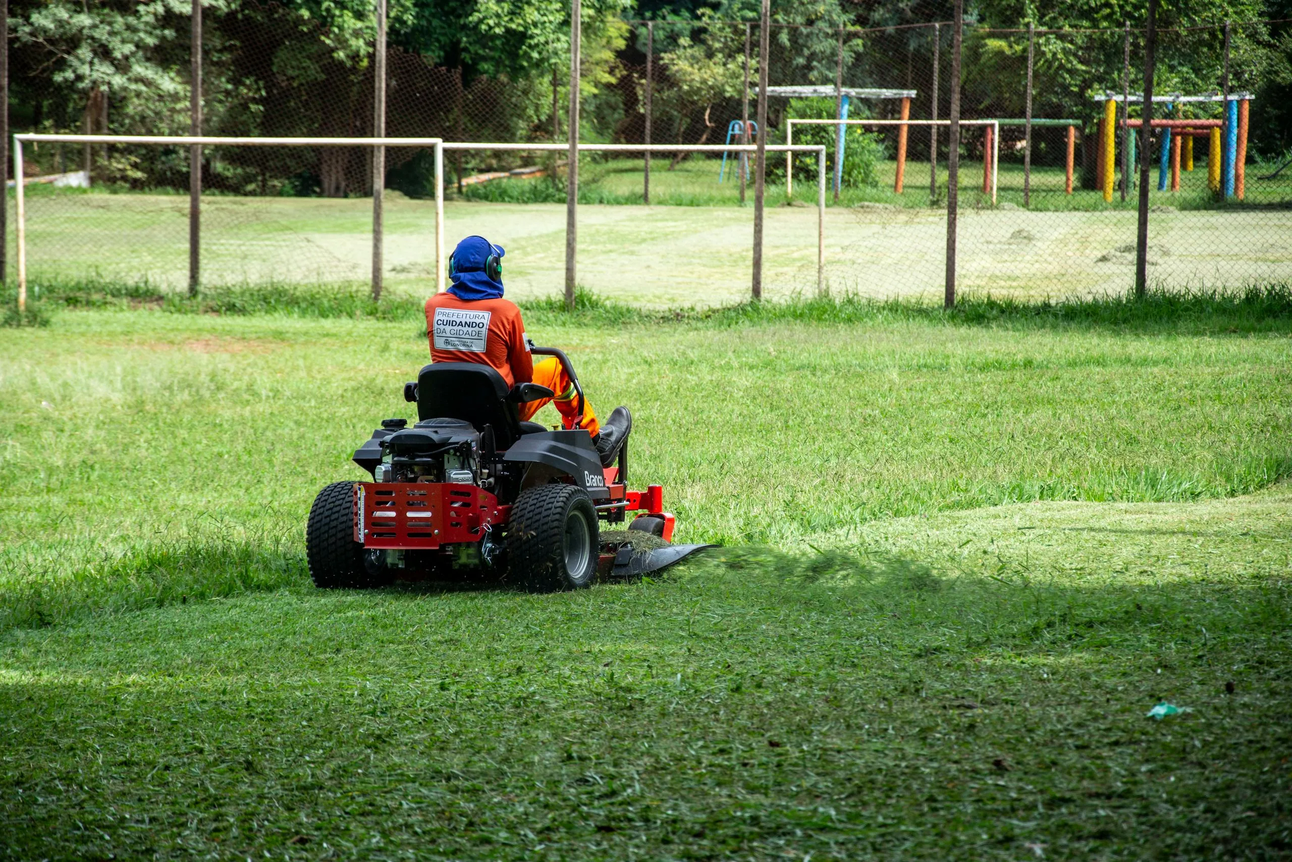 Large grass area being mowed