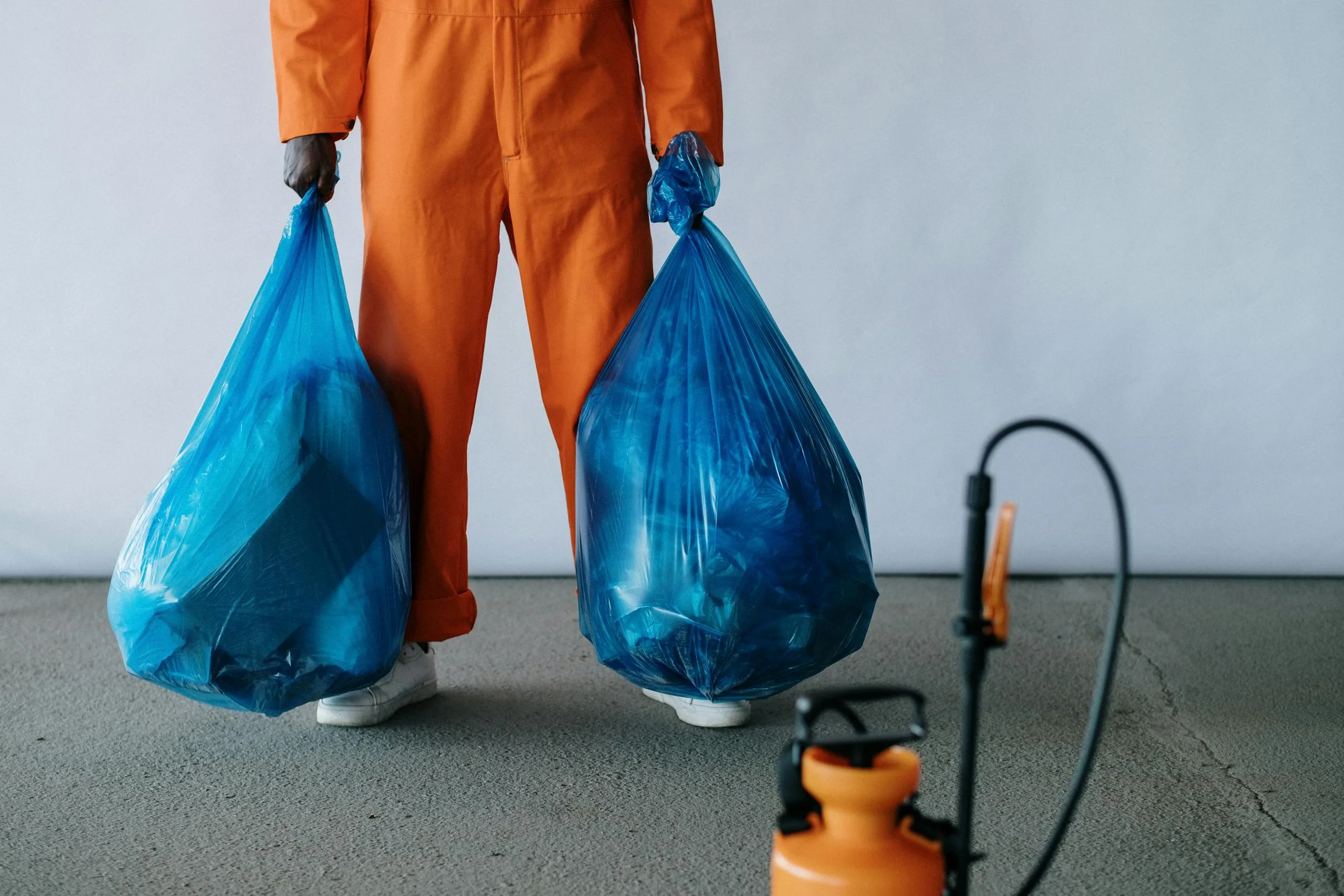Waste bags ready for removal